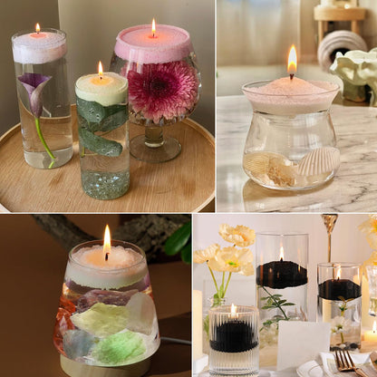 Blingfun Snow Pearled Candle with Wicks,5 Colors of DIY Candle Sand kit,with Mixing Cup, Spoond etc.Refillable for Making Pearled Wax for Halloween Thanksgiving Christmas Wedding Party-1.3LB