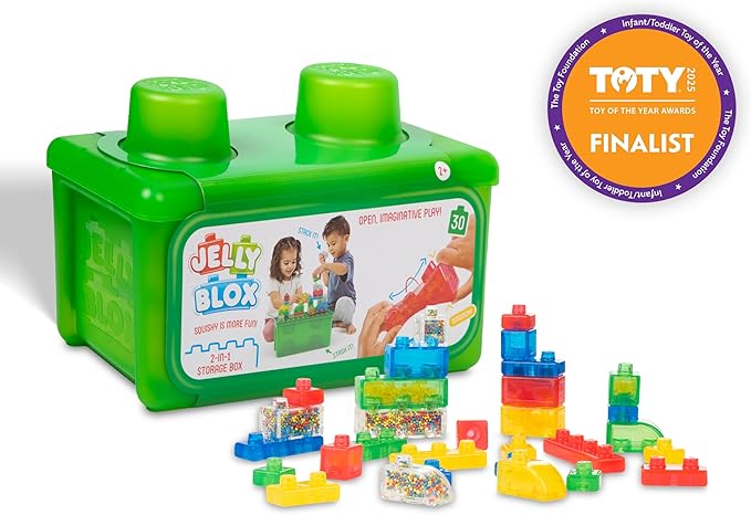 Goliath Jelly Blox Stash 'N Stack 2-in-1 Storage Case | Toddler &amp Preschool Building Blocks Kids Can Squeeze Stretch Squish | MESH ACCREDITED | Safety Tested &amp Ouch-Free | Sensory Play for A