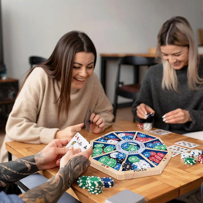 Wooden Michigan Rummy Board Game13 * 13 inchesTripoley GameDeluxe Set 1 Michigan Rummy Board2 Pokers100 Chips(in a Box)1 Manual1 Portable StorageParty GameBlue (Blue)