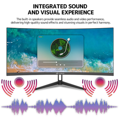 CRUA 34" Ultrawide Curved Monitor, 21:9 UWQHD 3440x1440 100Hz 3800R IPS Computer Monitors with Built-in Speakers, FreeSync, 120% sRGB, 92% DCI-P3, Blue Light Filter, HDMI 2.0 & DP 1.4, Wall Mountable