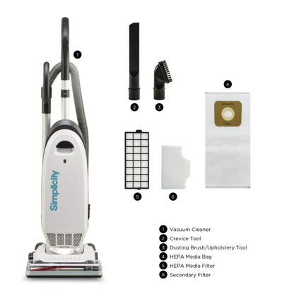 Simplicity Vacuums Allergy Bagged Vacuum Cleaners for Home, Carpet, Rugs, and Hardwood, Multi Surface Upright Vacuum Cleaner with Certified HEPA Vacuum, Pet Vacuum, S20EZM