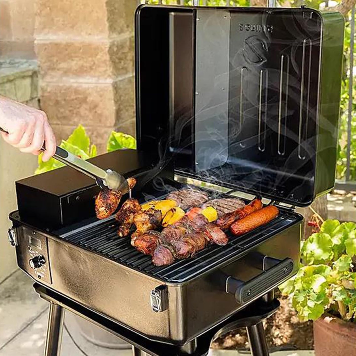 Z GRILLS ZPG-200APro Portable Tabletop Wood Pellet Grill and Smoker, Digital Control, 8 in 1 BBQ Grill for Outdoor Kitchen, Backyard, 202 Sq Inches of Cooking (Black)