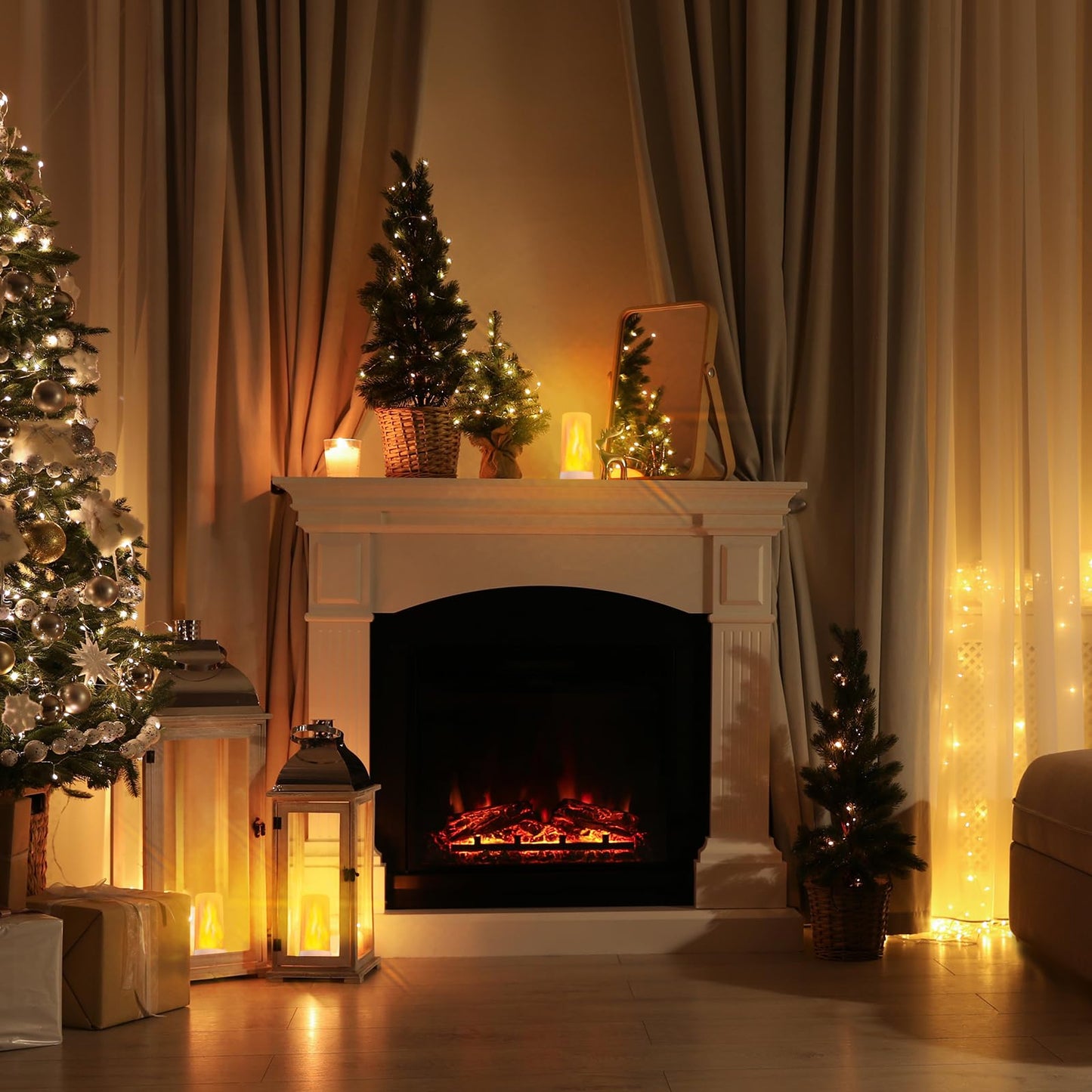 Hompavo 【Upgraded】 LED Flame Lights with Remote & Timer, 4-Mode Rechargeable Battery Operated Flameless Candles, Pillar Flickering Lantern for Living Room Bathroom Patio Wedding Christmas Home Decor