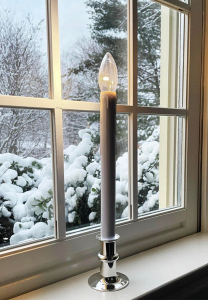 Celestial Lights Set of Four Battery Operated Remote Programmable Window Hugger Candle for Narrow Window Sills Daily Timer Choose 6, 8, or 10 Hours Flicker or Steady (Brushed Nickel)