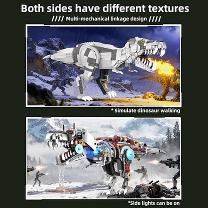 Mechanical T-Rex Dinosaur Building Set with Lights Rotatable Components &amp Display Stand STEM Building Toy for Boys 8-14 Home Office Decor for Adults Mechanical Enthusiasts (730PCS)