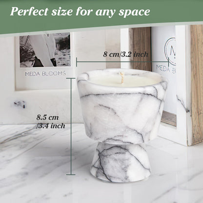 Scented Candle in Handmade Marble Container |1 Set | Soy Wax | Non-Toxic | Reusable Stone Jar | Story of Stone | Distinctive Gift. Natural Spring Aromatherapy for Women & Men