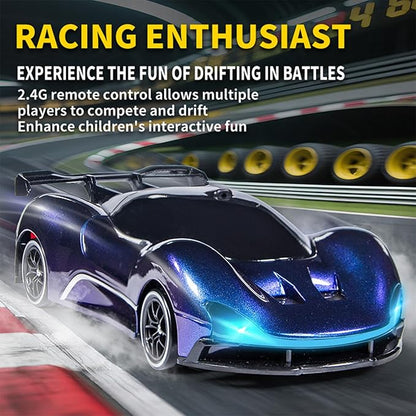 1:20 Scale Remote Control Drift Car 4WD 2.4GHz Racing Sport Toy RC Car with LED Lights Racing and Drift Wheels (Green)