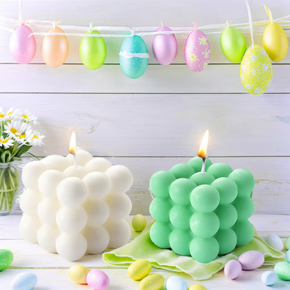 2PCS Bubble Candle, Cube Soy Wax Bubble Candles, Handcrafted Natural Scented Aesthetic Bubble Candle Set for Home Bedroom Decor, Birthday Mothers Day Gifts