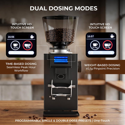 Grind by Weight Espresso Grinder, Commercial Coffee Grinder by Weight with 64mm Flat Burr, Touch Screen, 14 Grind Settings for Cafe