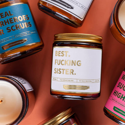 Best Sister Ever Scented Candle - Funny Birthday Gifts for Sister from Sisters - Sister Birthday Gift for Women - Cool Sisters Candle for Bonus Stepsister, Step Sis in Law Present from Brother