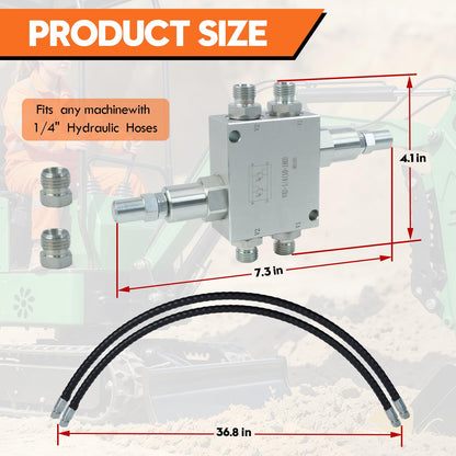 Mini Excavator Cushion Valve Kit, Hydraulic Swivel Motor Buffer Valves, 1/4" Hose System, M14 Replacement, Shock Absorb & Smooth Rotation, Durable Corrosion-Resistant Build, Easy Bolt-On Installation
