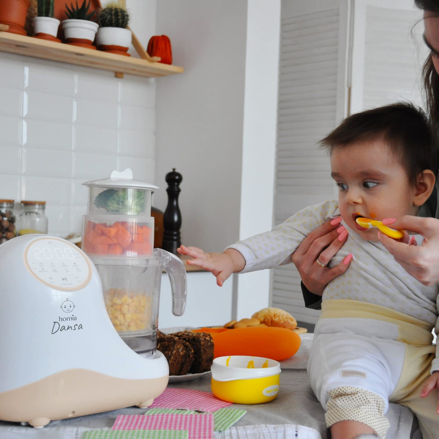 Baby Food Maker Chopper Grinder - Mills and Steamer 8 in 1 Processor for Toddlers - Steam, Blend, Chop, Disinfect, Clean, 20 Oz Tritan Stirring Cup, Touch Control Panel, Auto Shut-Off, 110V Only