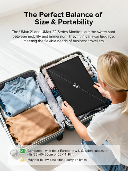 UPERFECT Portable Monitor, 22" 2K QLED 100% DCI-P3 2560×1440 QHD FreeSync HDR Laptop Monitor, w/VESA, Stand, USB-C Mini HDMI Travel Second Monitor for Computer, Phone, Mini PC, Gaming Consoles