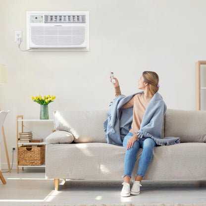 Keystone 12,000 BTU Wall Mounted AC Unit and Dehumidifier, 115V, Wall Unit for Bedroom, Bathroom, Nursery, and Medium Sized Rooms up to 550 Sq.Ft., AC Wall Unit with Remote, Quiet, High Efficiency AC