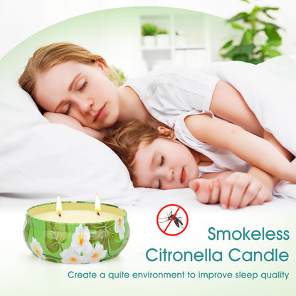 Citronella Candles Outdoor, 4 Pack Soy Wax Lemongrass Candles, Decorative Jar Scented Candle for Patio Garden Backyard Camping Summer, 240 Hours Burning Time
