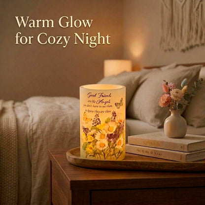 Real Wax Flameless Candles 4x6, Butterfly Daisy LED Pillar Candle with Timer, Battery Operated Flickering Candle, Spring Floral Table Decor, Romantic Home & Wedding Centerpiece, Gift for Women Mom