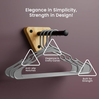 Utopia Home Plastic Hangers 50 Pack - Perfect Space Saving Clothes Hanger - Durable and Strong - Perfect Closet Organizers with Shoulder Grooves (Grey)