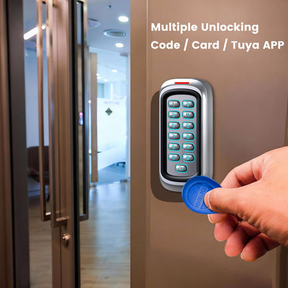 Wireless WiFi Access Control Keypad, 12V DC Metal Door Access Control System, IP68 Waterproof, TUYA Wireless Remote Unlock, Universal Keyless Entry Keypad for Garage Door Opener, Gate Opener