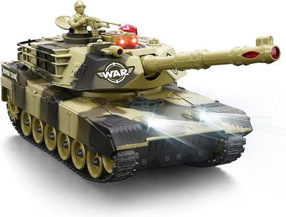 Remote Control Tank for Boys - Kids Simulated Army Tank Toy 1:28 Scale 8 Channels RC Tanks with Toy Soldiers 2 Batteries Rotating Turret &amp Sound Military Toys Great Gift for Boys Age 8 9 10