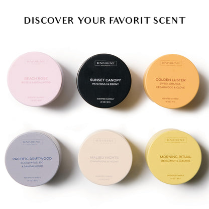 Benevolence LA Candle Gift Set – 6 Soy Scented Candles (1.4 oz) | Aromatherapy Candles with Orange, Eucalyptus, Rose & Jasmine | Gift Set Ideas for Women & Men | Ready for Gifting