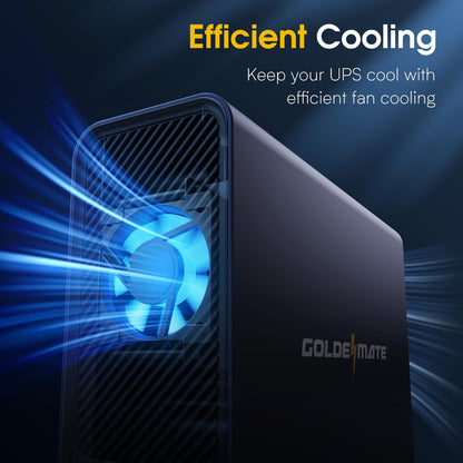 GOLDENMATE 1000VA/800W Lithium UPS Battery Backup and Surge Protector, Sinewave UPS System with LiFePO4 Battery(230Wh), Updated Pro Ver. with USB Communication Port, 8 Outlets, LCD Display, Gray