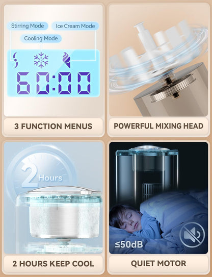 COUPLUX 2.64 Qt Ice Cream Maker, Upgraded Fastest 250W Compressor Fully Automatic Ice Cream Machine with No Pre-Freezing, 2H Keep Cool, LCD Display & Timer, All Stainless Steel
