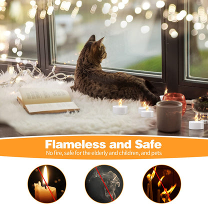 KOABY 24 Pack Tea Lights with Timer, Auto-On 6 Hours and Off 18 Hours in 24 Hours Cycle Automatically, Battery Operated Flameless Flickering Tea Lights with Timer(24 Pack, Warm White)