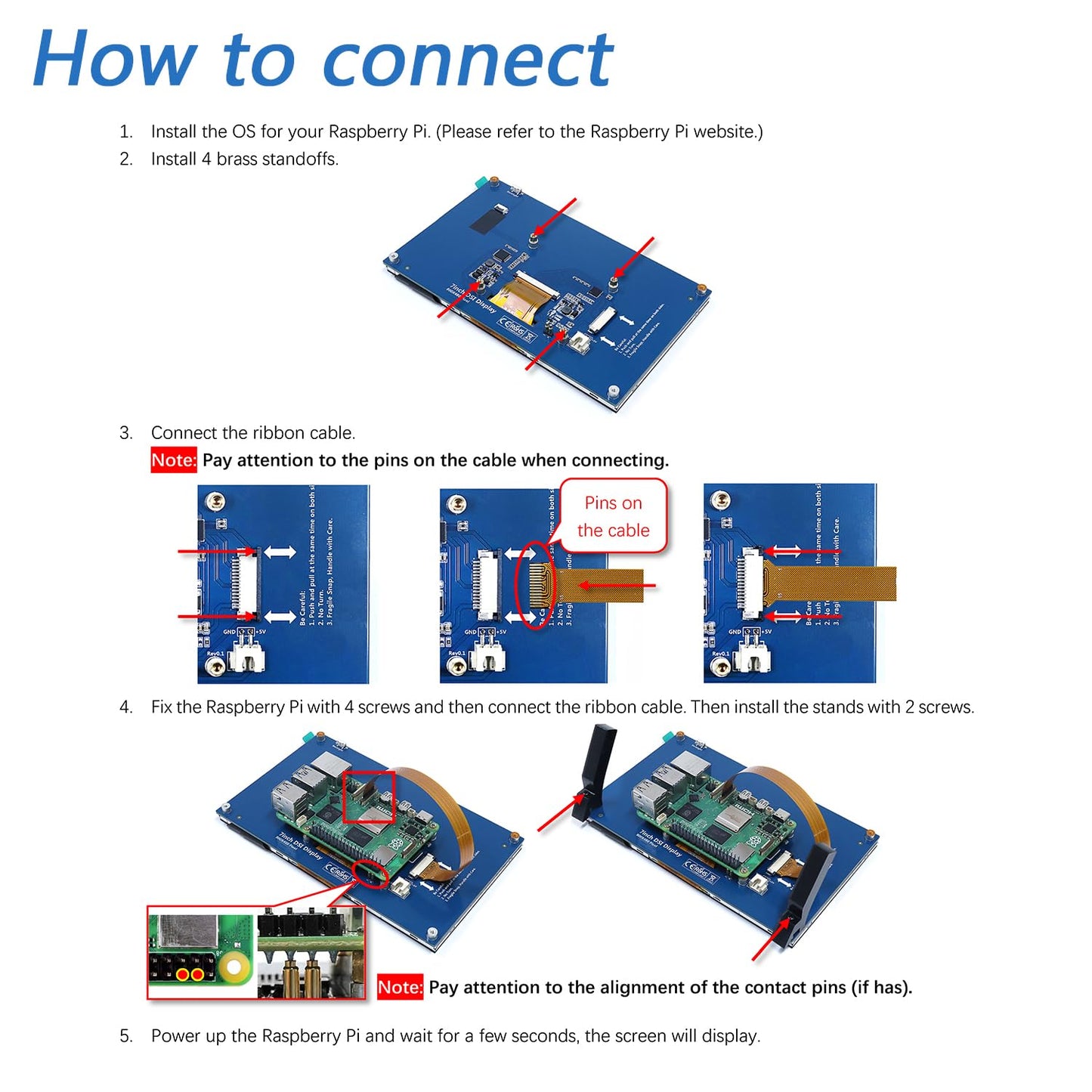 FREENOVE 5 Inch Touchscreen Monitor for Raspberry Pi 5 4 B 3 B+ A+, 800x480 Pixel IPS Display, 5-Point Touch Capacitive Screen, Driver-Free MIPI DSI Port