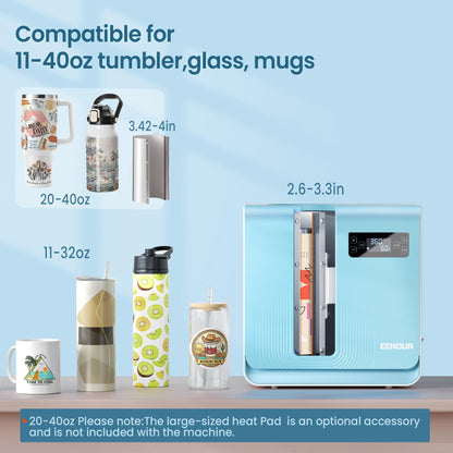 EENOUR Auto Tumbler Heat Press Machine, Automatic Rotating Tumbler Press, Pressure Setting Mug Press for Seamless Print, Even Heating Cup Press, for 11-32oz Sublimation Tumblers, Mugs, Glasses