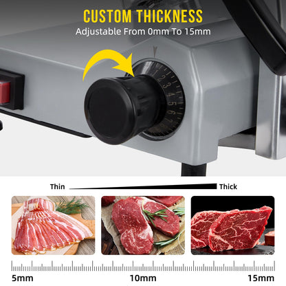 10-Inch Fully-Automatic Commercial Meat Slicer,Meat Slicer Machine for Home Kitchen,240W Dual Motor,Stainless Steel,0-12mm Adjustable Thickness,Electric Deli Food Slicer for Home & Commercial Use