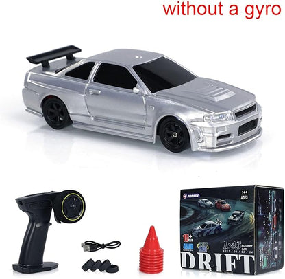 TOUCAN RC HOBBY Remote Control Mini Drift Car 1:43 Race Car Toy Radio Lights Traffic Safety Cone Without a Gyro SilverUS in Stock