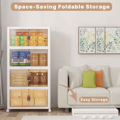 UAMFURI Stackable Storage Bins, 480QT Stackable Storage Bins with Lids and Doors,Storage Cabinet,Plastic Linen and Yarn,Closet Organizers,Collapsible Large Storage Bins,Drawers,Office（120QT*4,White）