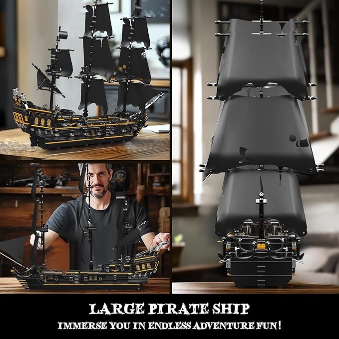 Mould King 13199 Pirates Ship Model Building Blocks Kits MOC Large Black Pearl Sailboat Model Construction Set to Build Gift for Age 14+/Adults Collections Enthusiasts (3180+ Pieces)