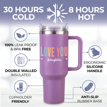 DISCONTINUED Daughter Tumbler 40oz, Daughter Thoughtful Presents From Mom and Dad, Unique and Sentimental Appreciation Gifts, Ideal Present Picks for Birthday, Mother's Day, Christmas, Gift Ready