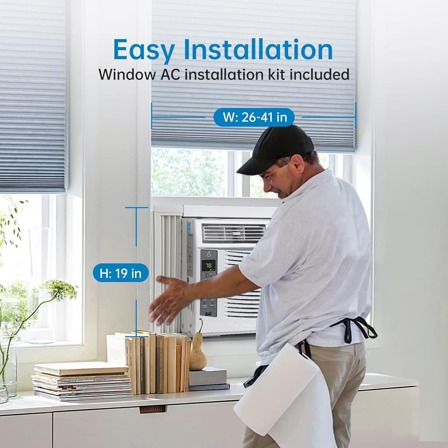 Garvee 8,000 Btu U-Shaped Window Air Conditioner, WiFi & App Control, Ultra Quiet, Enabled Saddle Window AC Unit Cools Up to 350 Sq. ft, Cooling, Dehumidifier, Flexible for Home/Office