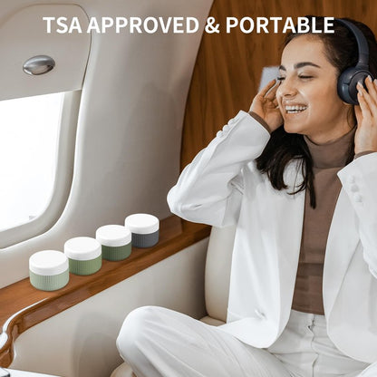 ME.FAN Travel Containers for Toiletries, TSA Approved 1.5 oz Silicone Cream Jars, Leak-proof Journey Containers, Trip Accessories with Lid for Cosmetic Face Hand 4 Pack White Lid - Desert Sage