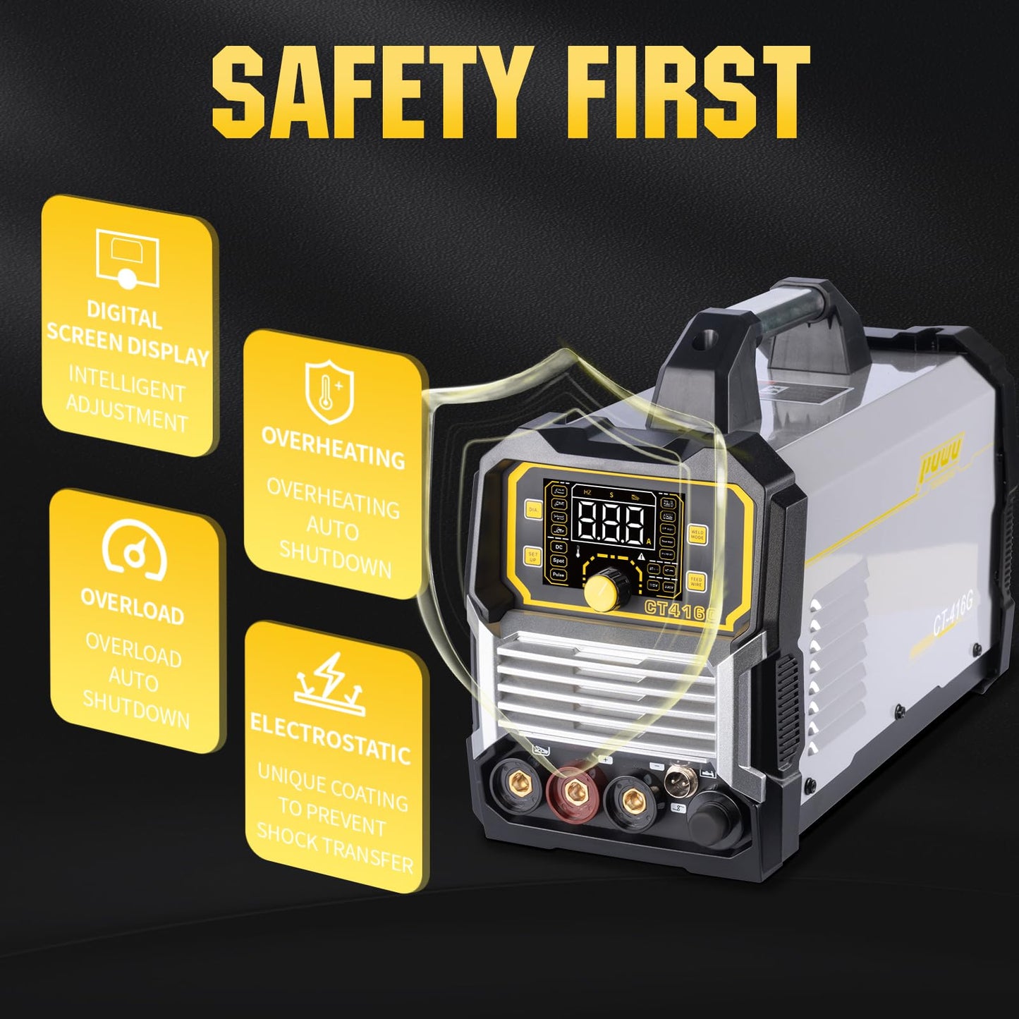 PUWU Plasma Cutter Welder Combo，(HF) TIG/Pulse TIG/Lift TIG/Spot/Stick/CUT 6 In 1 Multi-process Welding Machine，110V/220V Dual Voltage TIG Welding Machine With Large LED Display Synergic Control