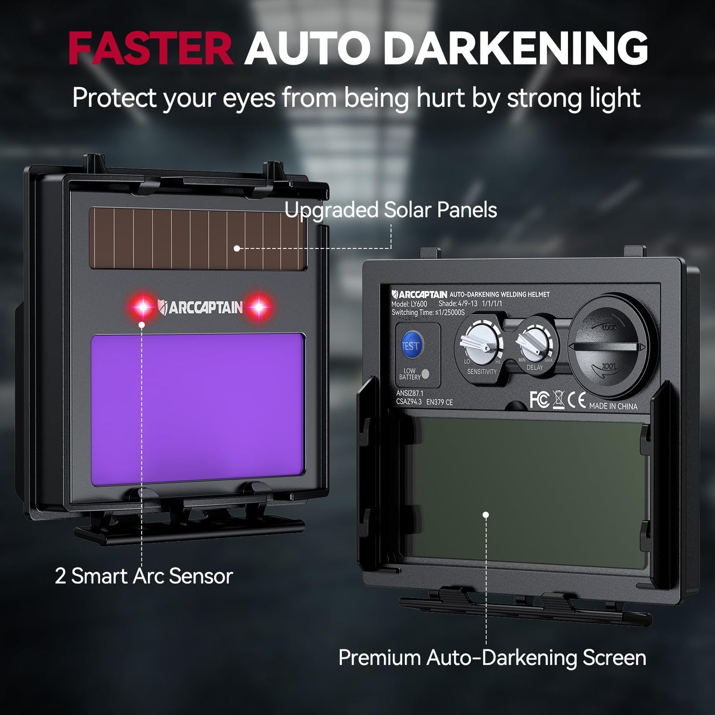 ARCCAPTAIN 50Amps Plasma Cutter Machine with 110/220V and True Color Auto Darkening Welding Helmet