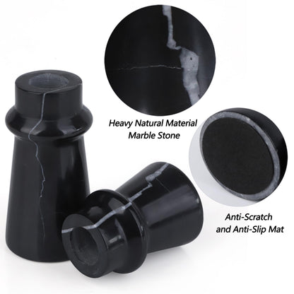 Vixdonos Marble Candle Holder Set of 2 Taper Candle Candlestick Mantle Candle Stand for Home Decor,Wedding,Party and Table Centerpieces(Black)