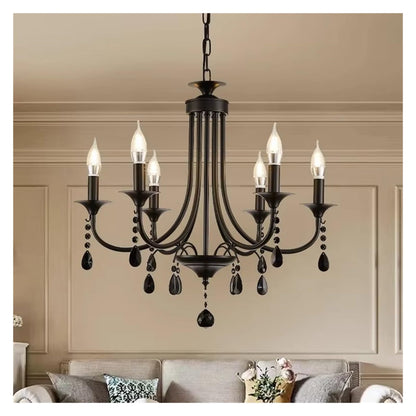 American Luxury Crystal Pendant Light Living Room Restaurant Bedroom Kitchen Cafe E14 Candle Light Chandelier,Comfortable Lighting