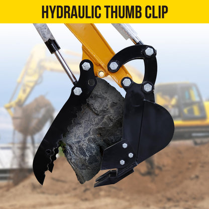 DANWIWEE Hydraulic Thumb Clip For Mini Excavators Attachments, Metal Grab Clip Thumb with 2*M14 Hoses for Single Hole Hydraulic Thumb Clip without L-Shaped Bracket