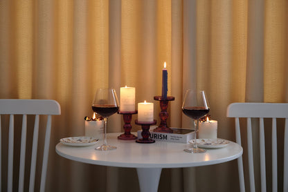 GMWD 3 Pcs Glass Candle Holder Set Clear, Purple Candlesticks Holders Pillar Taper Candles Tealight Stand for Wedding Centerpieces Home Decorations Dining Table