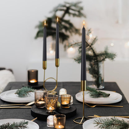Black Taper Candles 10 inch (H) Dripless, Set of 8 Unscented and Smokeless Taper Candles Long Burning, Paraffin Wax with Cotton Wicks for Burning 8 Hours Time