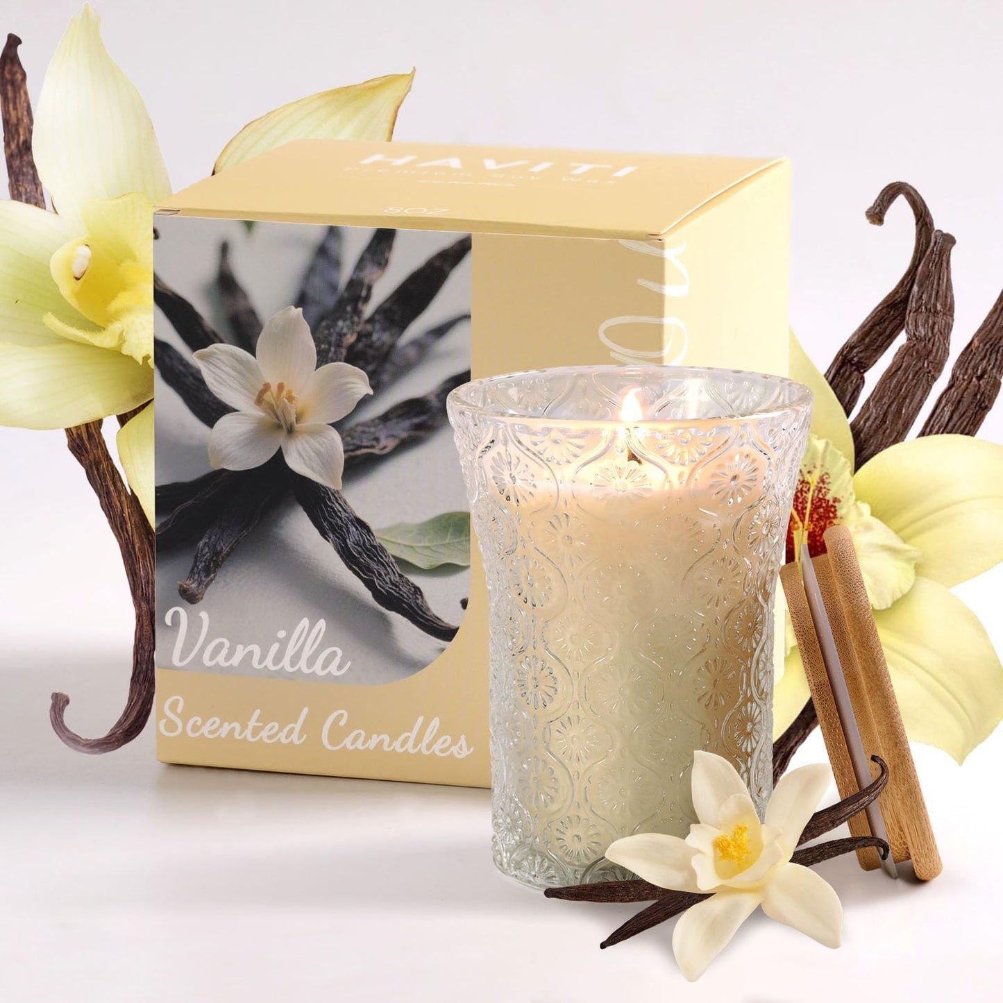 HAVITI Vanilla Sugar Scented Candle, Galentines Valentines Mother's Day Soy Jar Candles Gift for Men Women,8 OZ Aromatherapy Candles for Home Decor