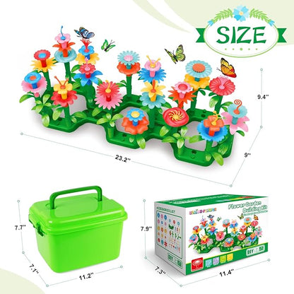 SpringFlower Toys for Girls 3 4 5 6 7 Years Old Flower Garden Building Kit with Storage caseEducational STEM Toy and Preschool Garden Play Set for Toddlers for Kids148pcs