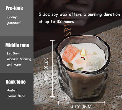 CaxyKyx Scented Soy Candles with Crystals Inside Aromatherapy Candle for Women Positivity Energy Gift Mothers Days Birthday Gray