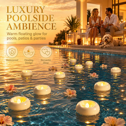 36 Pack 2.3” Flameless LED Floating Candles, Water-Activated Battery Operated Floating Candle with180+ Hours Runtime for Cylindrical Vase, Pool, Fountain - Ideal for Wedding, Party Decoration