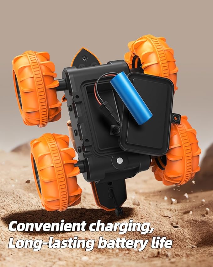 LM15-D Amphibious Remote Control Car 2.4 GHz Waterproof RC Car All Terrain Off Road Car Toys(Orange)