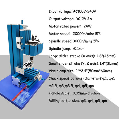 INTBUYING Mini Metal Milling Machine AC100V-240V Mini Drilling and Milling Machine DIY Tool Benchtop Wood Lathe for Educational Model Making