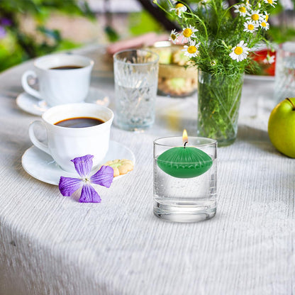 Green Floating Candles for Cylinder Vases, 24 Pack 2 Inches Water Tealight Candles for Centerpieces at Wedding Dinner Party Spa Treatments